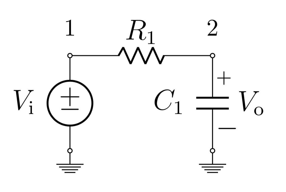 Labelled schematic of the RC circuit
